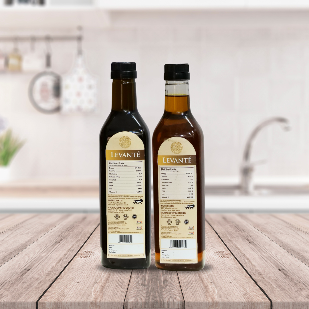 Levanté Wood Pressed Black Mustard Oil & Yellow Mustard Oil Combo