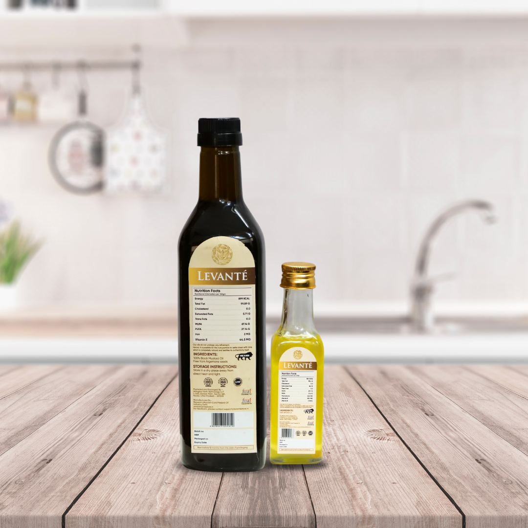 Levanté Wood Pressed Black Mustard Oil & Sweet Almond Oil Combo