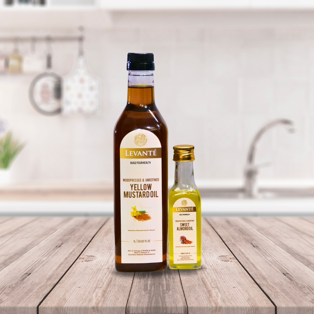 Levanté Wood Pressed Yellow Mustard Oil & Sweet Almond Oil Combo