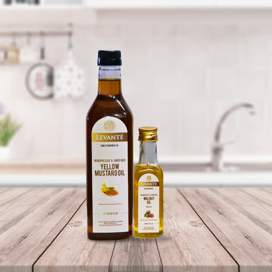 Levanté Wood Pressed Yellow Mustard Oil & Walnut Oil Combo