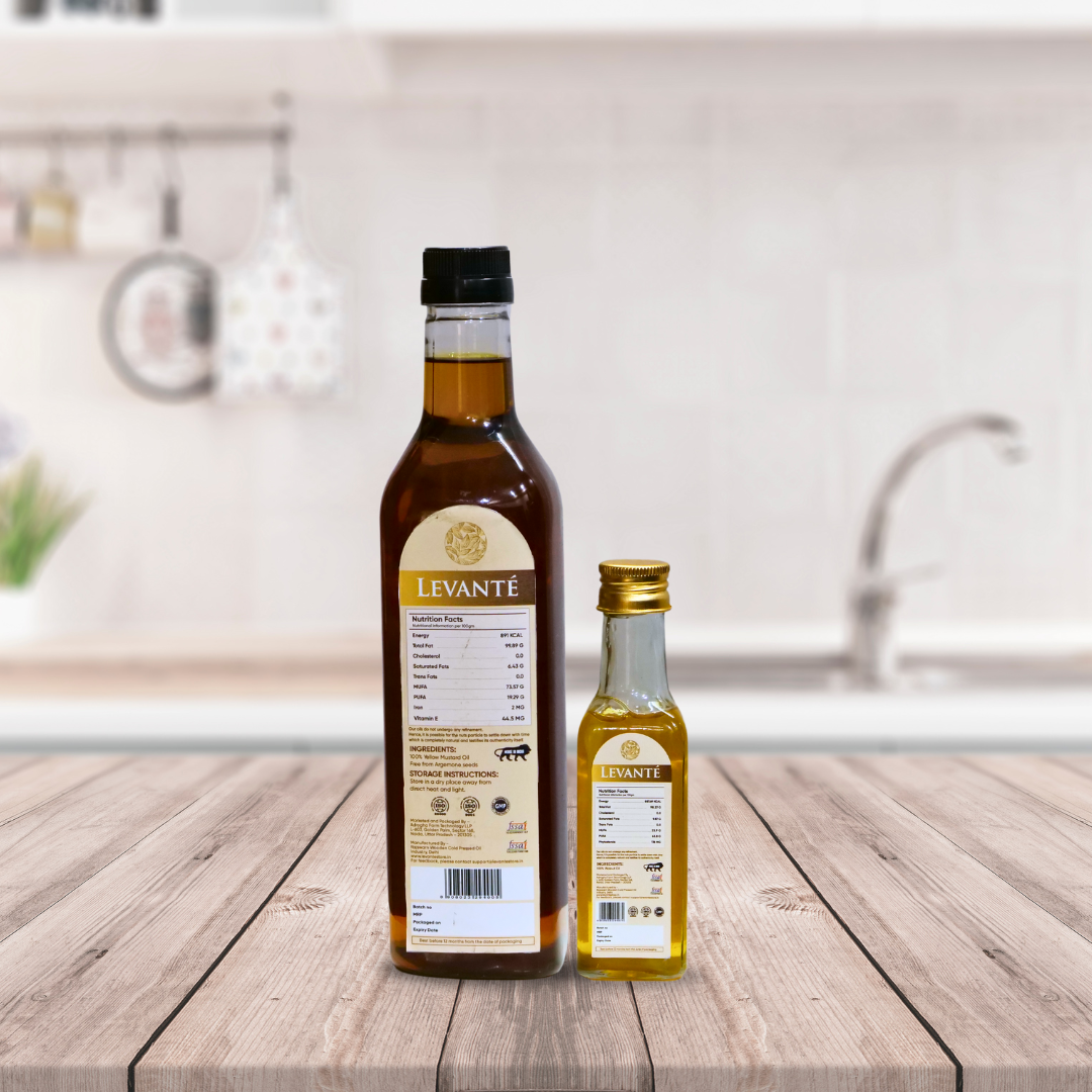 Levanté Wood Pressed Yellow Mustard Oil & Walnut Oil Combo