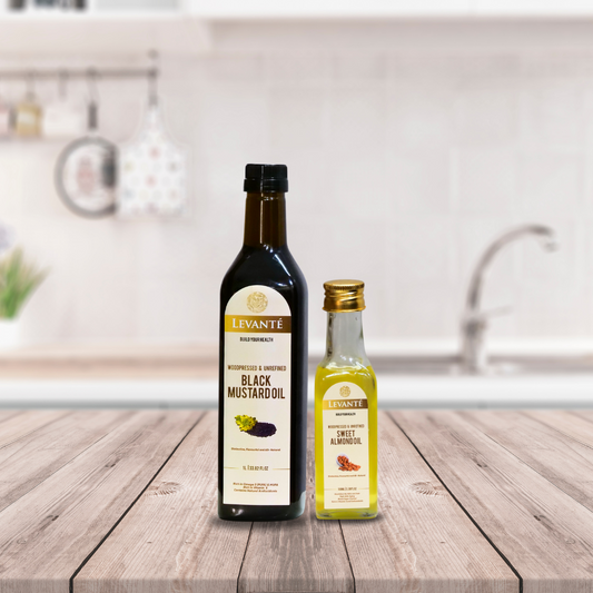 Levanté Wood Pressed Black Mustard Oil & Sweet Almond Oil Combo