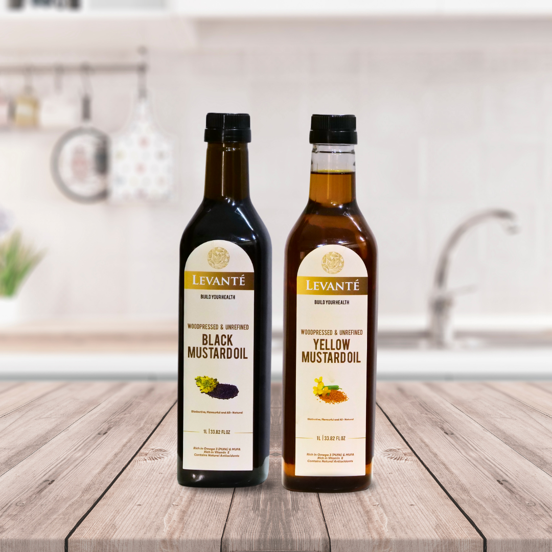 Levanté Wood Pressed Black Mustard Oil & Yellow Mustard Oil Combo